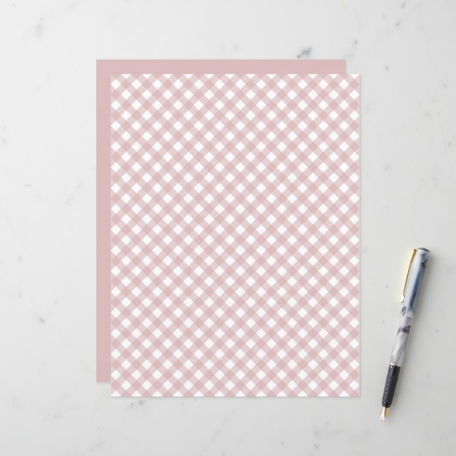 Muted Pink Shade Plaid Pattern Scrapbook Paper (Front/Back In Situ)
