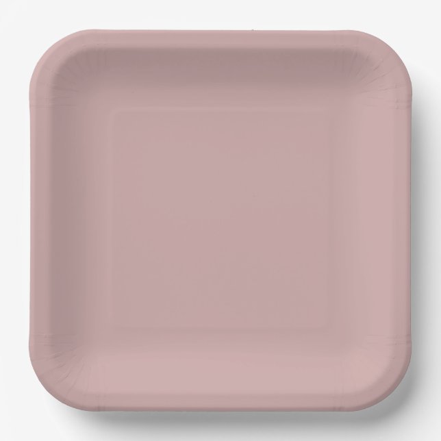 muted pink solid  paper plates (Front)