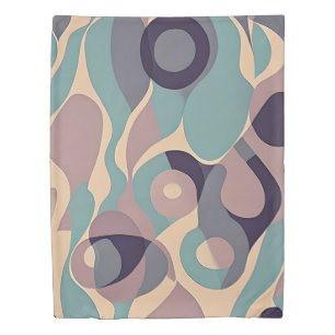 Muted purple and blue abstract waves duvet cover