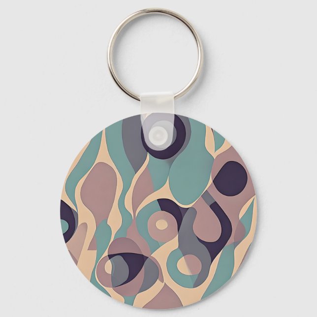 Muted purple and blue abstract waves  keychain (Front)
