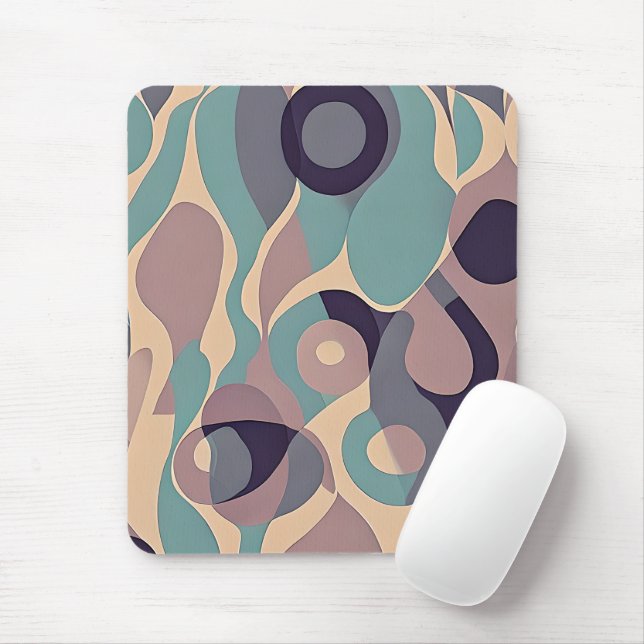 Muted purple and blue abstract waves  mouse pad (With Mouse)