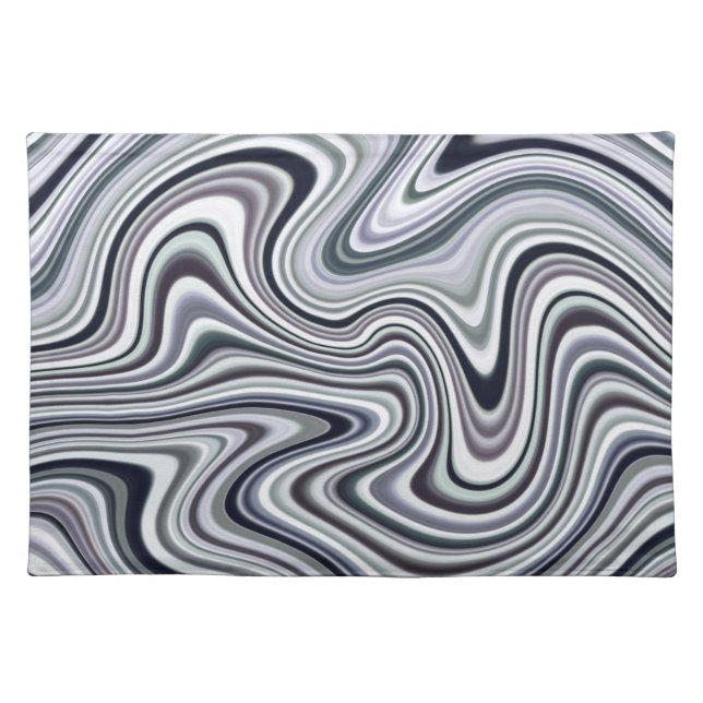 Muted Purple Blue Gray Wavy Zigzag Pattern Cloth Placemat (Front)
