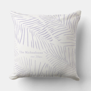 Muted Purple Palms with Family Name and Year White Outdoor Pillow