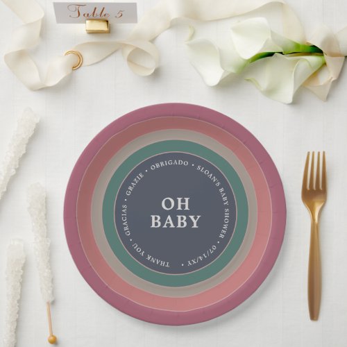 Muted Rainbow Baby Shower Girl  Paper Plates
