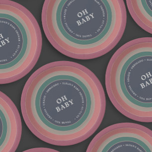 Muted Rainbow Baby Shower Girl Paper Plates