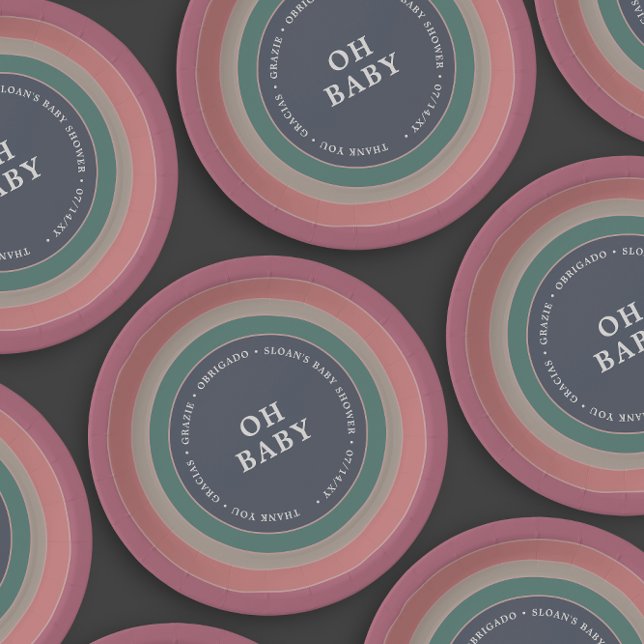 Muted Rainbow Baby Shower Girl  Paper Plates (Creator Uploaded)