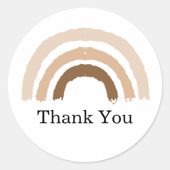 muted rainbow baby shower thank you classic round sticker (Front)