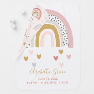 Muted Rainbow Baby Stats Trendy Birth Record Baby Blanket