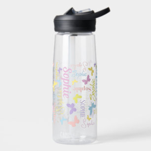 Muted rainbow butterflies custom name Sophie Water Bottle