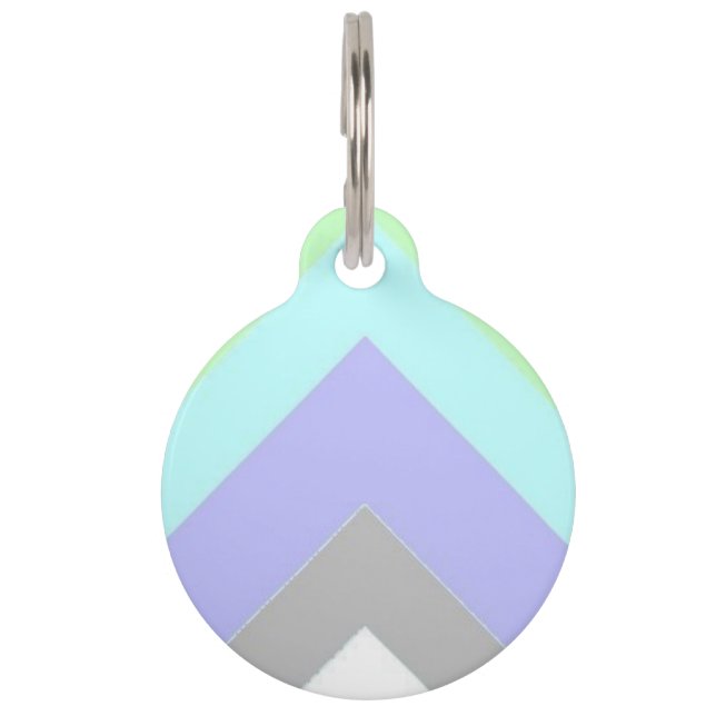 muted rainbow chevron pet tag (Front)