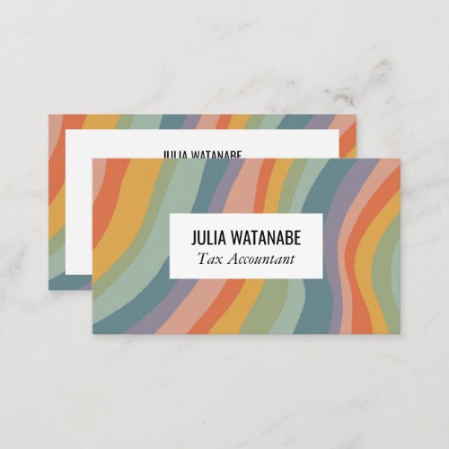 Muted Rainbow Chic Minimalist Stripes Social Icon Business Card