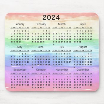 Muted Rainbow Colors Design 2024 Calendar Mousepad by SjasisDesignSpace at Zazzle