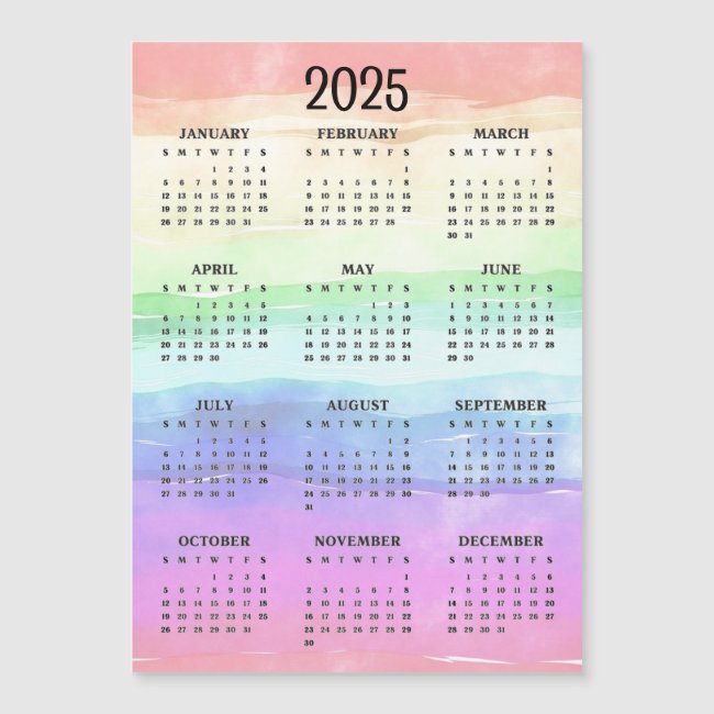 Muted Rainbow Colors Design 2025 Magnetic Card