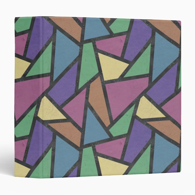 Muted rainbow colors mosaic pattern 3 ring binder (Front/Spine)