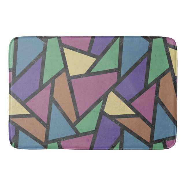 Muted rainbow colors mosaic pattern bath mat (Front)
