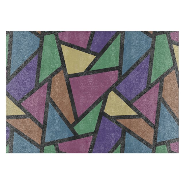 Muted rainbow colors mosaic pattern cutting board (Front)