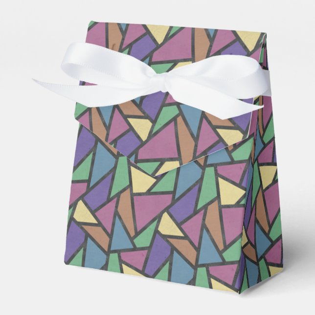 Muted rainbow colors mosaic pattern favor boxes (Front Side)
