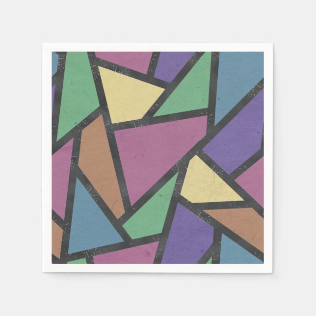Muted rainbow colors mosaic pattern napkins (Front)