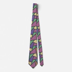 Muted rainbow colors mosaic pattern neck tie