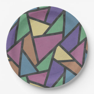 Muted rainbow colors mosaic pattern paper plates