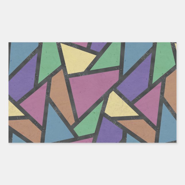 Muted rainbow colors mosaic pattern rectangular sticker (Front)