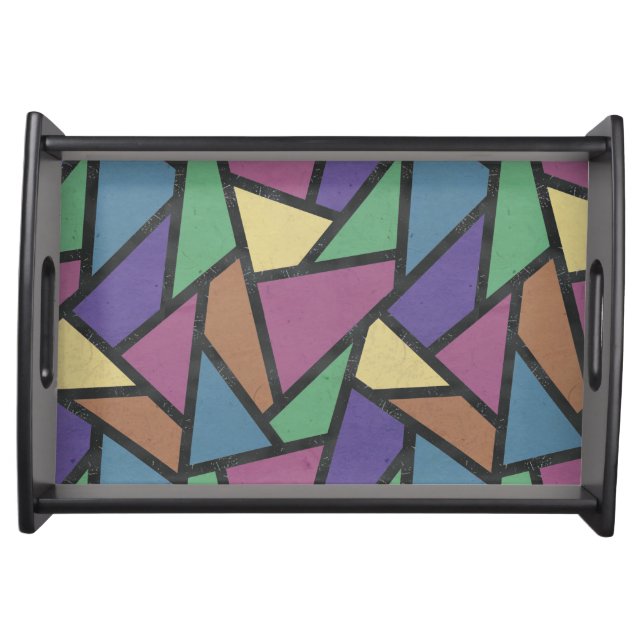 Muted rainbow colors mosaic pattern serving tray (Front)