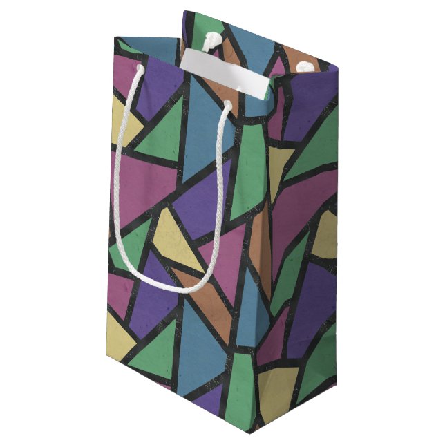 Muted rainbow colors mosaic pattern small gift bag (Back Angled)