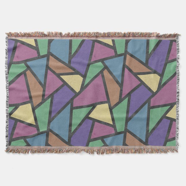 Muted rainbow colors mosaic pattern throw blanket (Front)