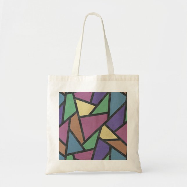 Muted rainbow colors mosaic pattern tote bag (Front)