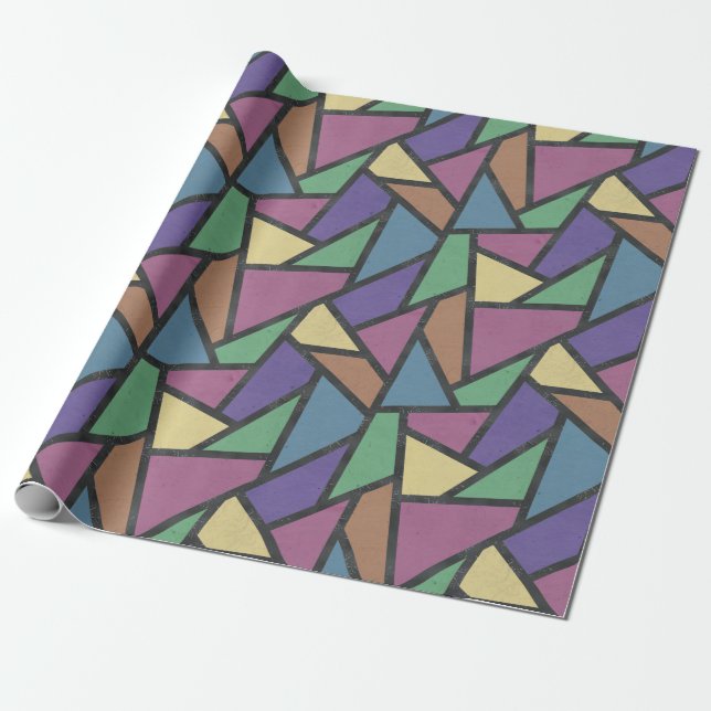 Muted rainbow colors mosaic pattern wrapping paper (Unrolled)