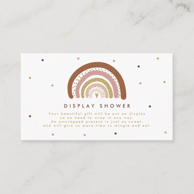 Muted Rainbow Display Shower No Wrapping Paper Enclosure Card (Front)