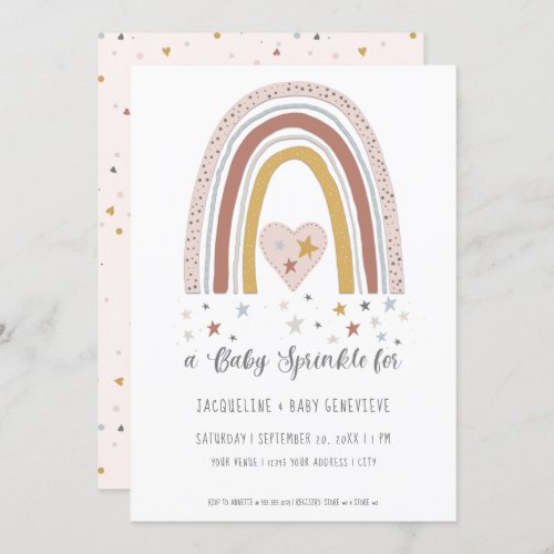 Muted Rainbow Dusty Pink Blue Gold Baby Shower Inv Invitation