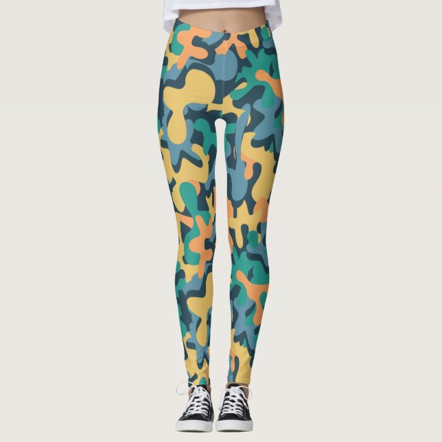 Muted Rainbow Signature Camo Leggings (Front)
