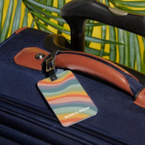 Muted Rainbow Simple Stripes Colorful CUSTOM  Luggage Tag