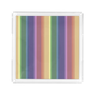 Muted rainbow stripes acrylic tray