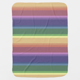 Muted rainbow stripes baby blanket