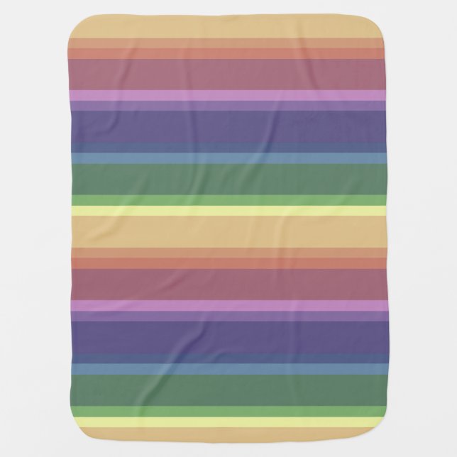 Muted rainbow stripes baby blanket (Front)
