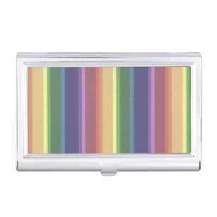 Muted rainbow stripes business card case