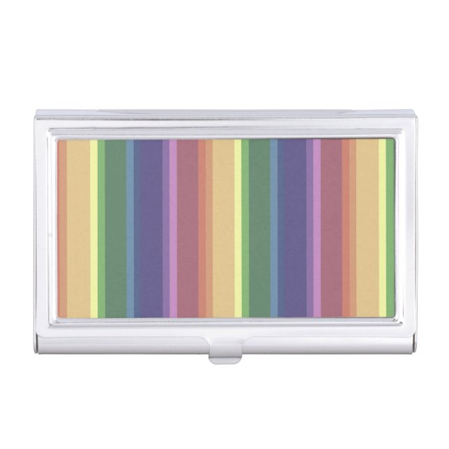 Muted rainbow stripes business card case (Front)