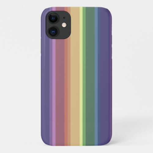Muted rainbow stripes iPhone 11 case