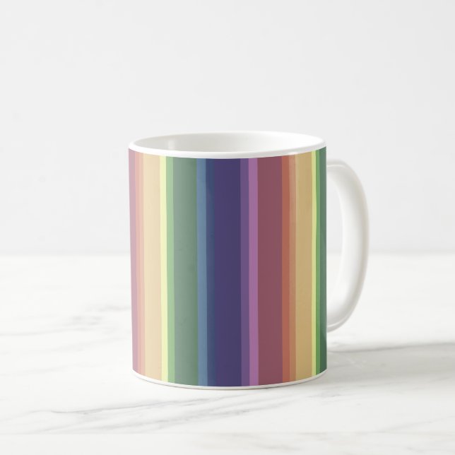 Muted rainbow stripes coffee mug (Front Right)