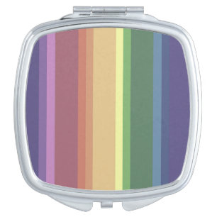 Muted rainbow stripes compact mirror