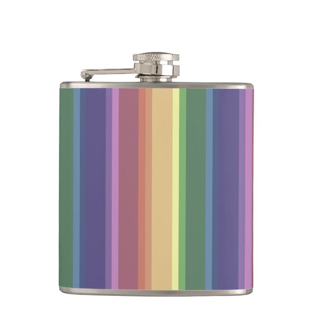 Muted rainbow stripes flask (Front)