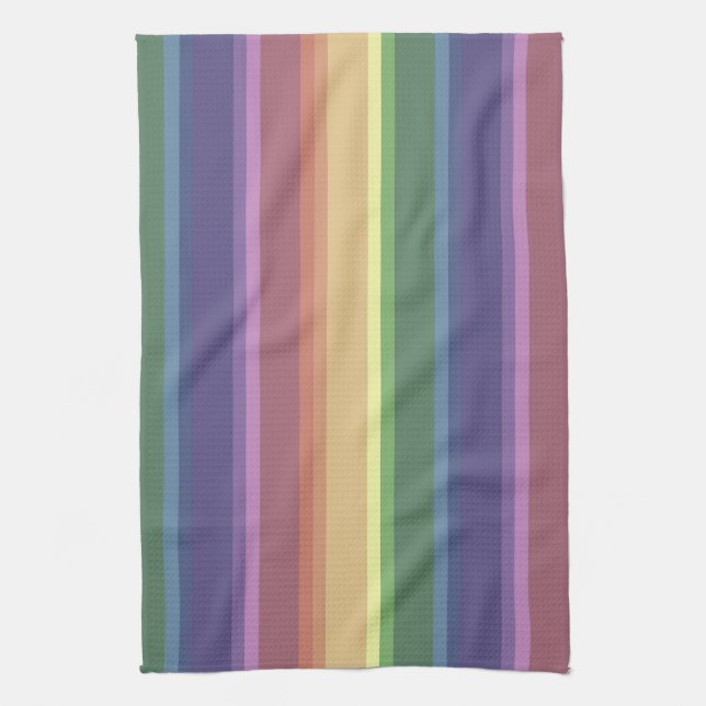 Muted rainbow stripes kitchen towel (Vertical)