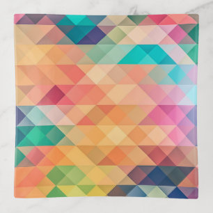 Muted Rainbow, Triangles Geometric Print Trinket Tray