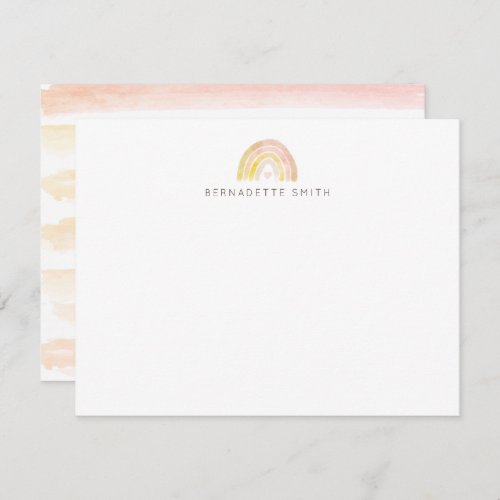 Muted Rainbow Watercolor Boho Stationery Note Card