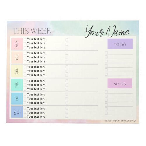 Muted Rainbow Weekly To Do Planner Notepad