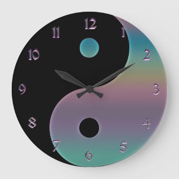 Muted Rainbow Yin Yang Clock by BecometheChange at Zazzle