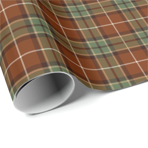 Muted Red and Green Rustic Plaid Pattern Wrapping Paper