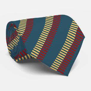 Muted Red Blue Yellow Unique Pattern Neck Tie
